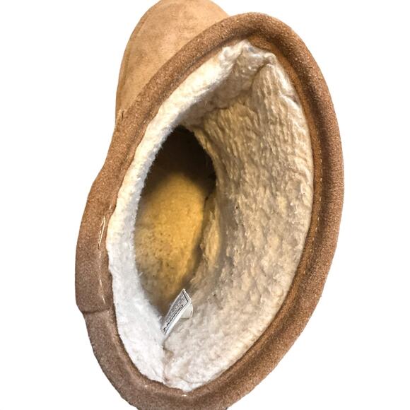 BEARPAW ANKLE SHERLING BOOTS Women's Size 8 Tan Brown Round Toe Faux Fur Leather - Picture 12 of 12